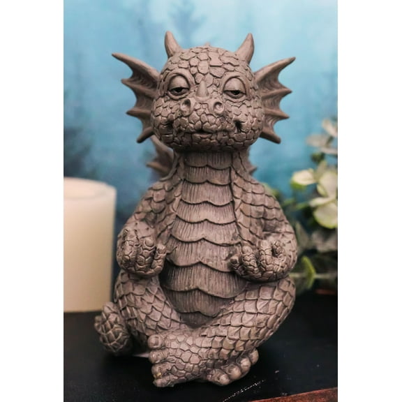 Whimsical Meditating Dragon Fists Inner Qi Strength Power Statue 5" Tall Decor