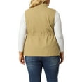 thumbnail image 3 of Agnes Orinda Women's Plus Size Sleeveless Anorak Cargo Coats Zip Button Drawstring Waist Vest Jackets 3X Khaki, 3 of 7