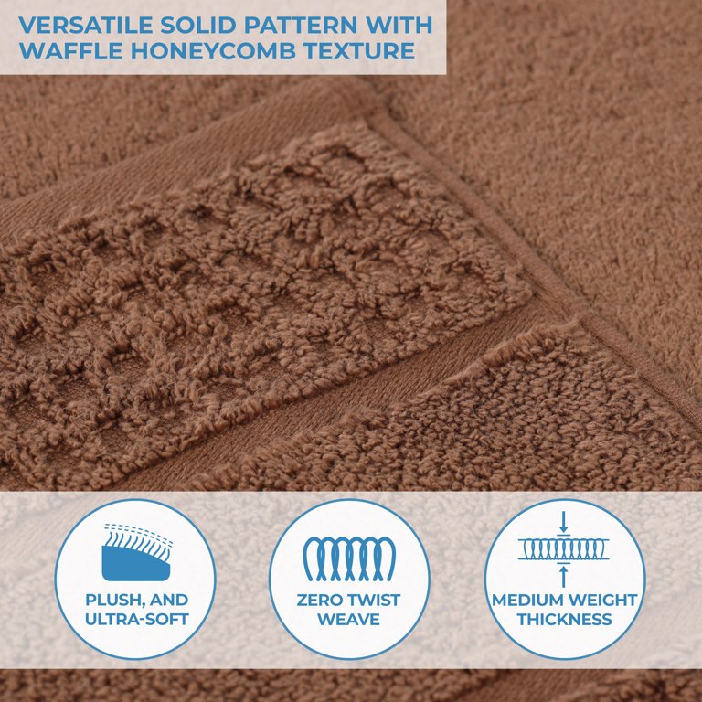 Superior Zero Twist 6-Piece Cotton Hand Towel Set, Waffle Border