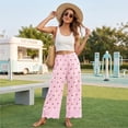thumbnail image 4 of Lace Trim Wide Leg Pants for Women 2026 Spring Summer Cropped Lightweight Casual Pants, XL, 4 of 6