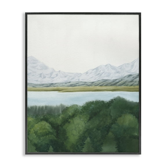 Stupell Industries Mountains & Forest Landscape Landscape & Nature Painting Black Framed Art Print Wall Art, 11 x 14