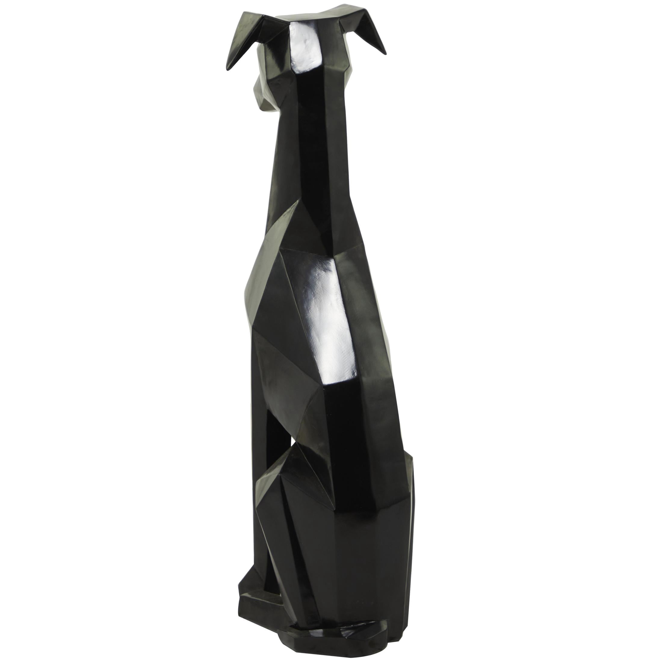 9" x 30" Black Polyresin Cubist Dog Sculpture, by DecMode