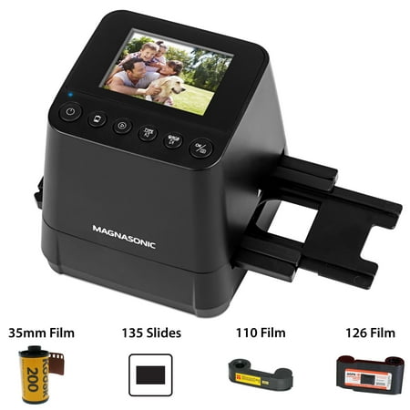 Magnasonic All-In-One Slide & Film Scanner, High Resolution 23MP, Converts 35mm/110/126 Negatives & 135 Slides into Digital Photos, Vibrant 2.4