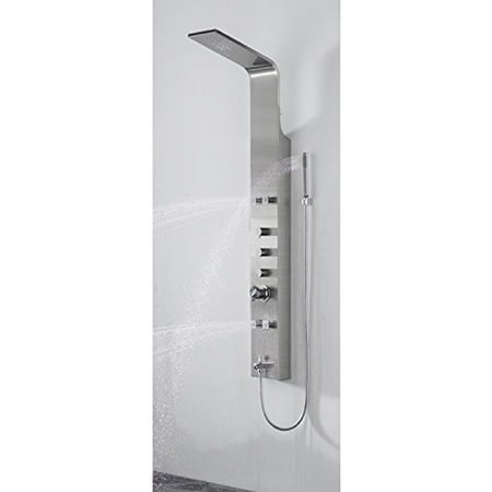 boana #boann bnspa102-bn rainfall stainless steel thermostatic rainfall shower panel with 4 adjustable jets, , brushed