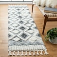 thumbnail image 2 of SAFAVIEH Moroccan Tassel Ciera Medallion Shag Runner Rug, Grey/Ivory, 2'3" x 8', 2 of 7
