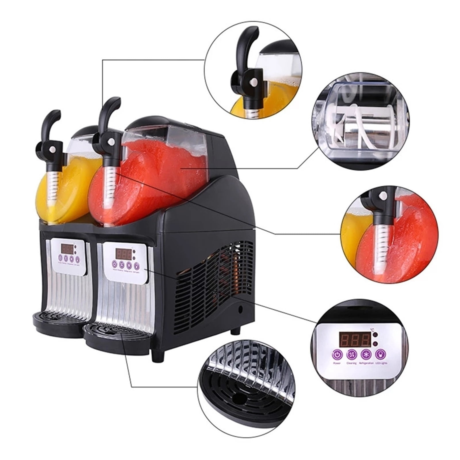 300W Double Tank Slush Machine 2.5L Ice Cream Maker 300W Snow Melting Machine Smoothies Granita Machine Ice Slusher
