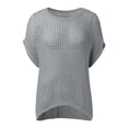 thumbnail image 6 of Crochet Coverups for Women Summer Cap Sleeve Hollow Out Casual Cruise Beach Vacation Tops Knit Pullover Sweater Gray L, 6 of 7