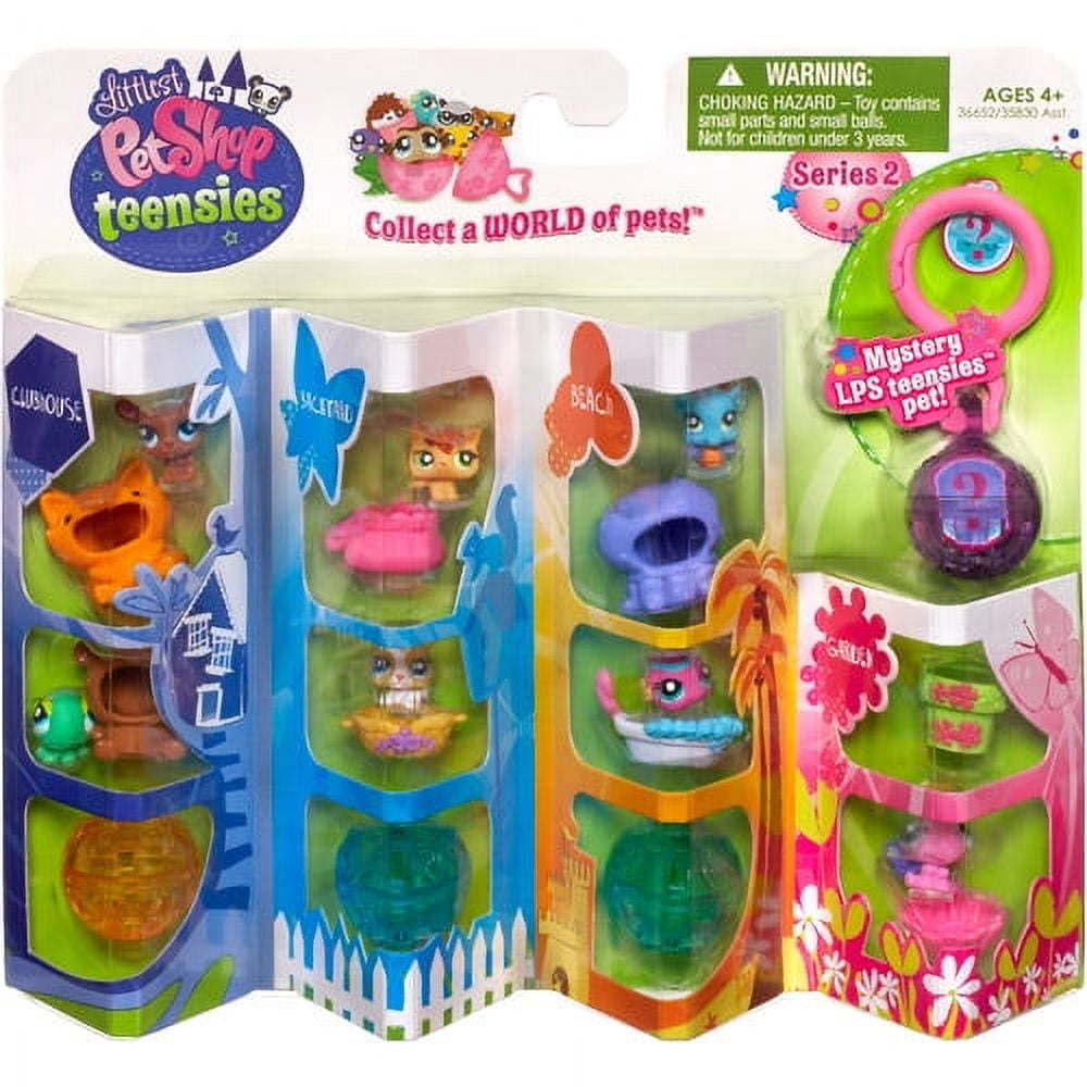Littlest Pet Shop Teensies Intro Pack Series 2 - Clubhouse, Backyard, Beach, and Garden Pets