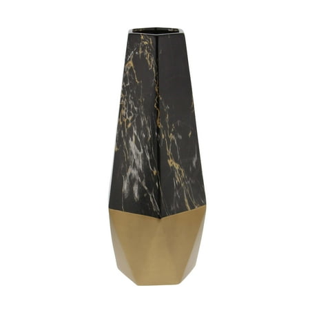 Black Ceramic Vase - Decmode Modern 18 X 7 Inch Ceramic Marbling Vase, Black