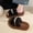 Black, variant on Fuzzy Womans Slippers Home Outdoor Yellow Casual Rhinestone Chunky Winter Slippers Flip Flop Slippers Women 40