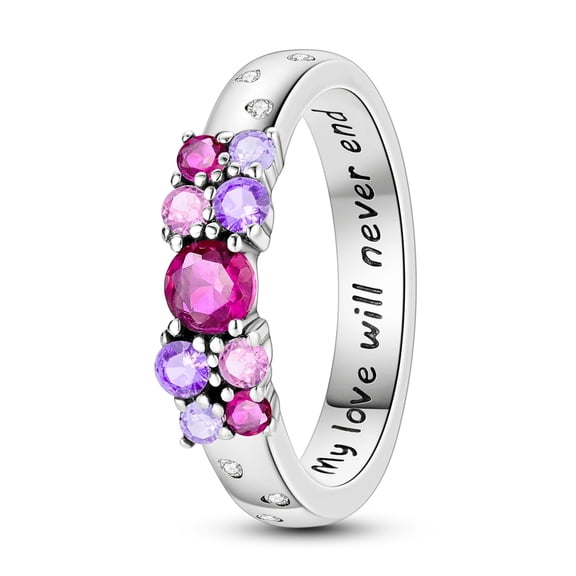 NARMO Sparkling 925 Sterling Silver Finger Ring Pink Cubic Zirconia Infinite Love for Women Jewelry Gift