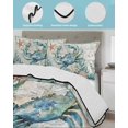thumbnail image 4 of Quilts Twin XL Size, Teal Coastal Crab Soft Comforter Bedding Set for Bed, Vintage Summer Beach Nautical Coral Lightweight Quilted Bedspread with Pillow Cover(2 Pieces) for All Season, 68x98 Inch, 4 of 6