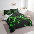 thumbnail image 3 of Gamer Bed in a Bag 7 Piece Gaming Bedding Comforter Sheet Set King, Green Geometry Honeycomb Print Bed Set Modern Abstract Plaid Cushiom Covers Gamepad Controller Fitted Sheet, 3 of 6