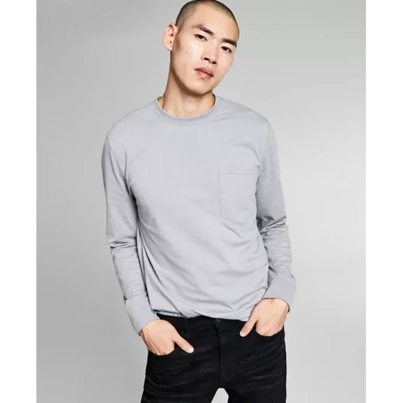 And Now This Mens Pocket Long-sleeve T-Shirt, Gray, L