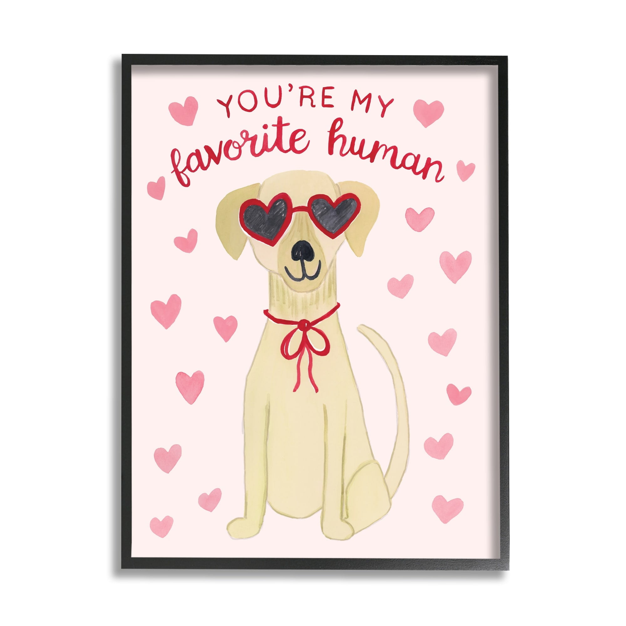 Stupell Industries Favorite Human Dog Pink Hearts Wearing Sunglasses , 11 x 14, Design by Heather Strianese