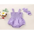 thumbnail image 2 of Baby Girls 2Pcs Summer Outfits  Sleeveless Frill Smocked Strap Romper with Headband Set, 2 of 7