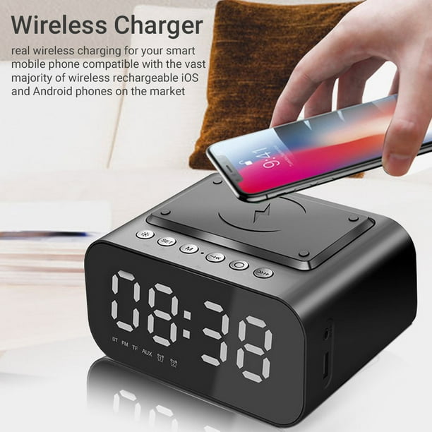 Kkmoon Bt Speaker Led Digital Clock Multifunctional Sound Box Wireless Desk Charging Device Alarm For Home Office Dormitory Com Kkmoon Bt Speaker Led Digital Clock, Multifunctional Desktop Alarm Clock Wireless Charger