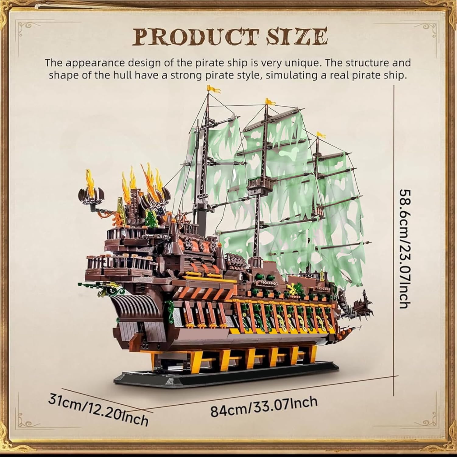 Large Pirates Ship Model Building Blocks Kits, MOC Dutchman Building Block Pirate Ship Construction Set to Build, Toys Gift for Age 14+/Adult Collections Enthusiasts (4364+Pieces)