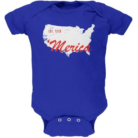 

4th of July Merica Est 1776 Royal Soft Baby One Piece - 0-3 months