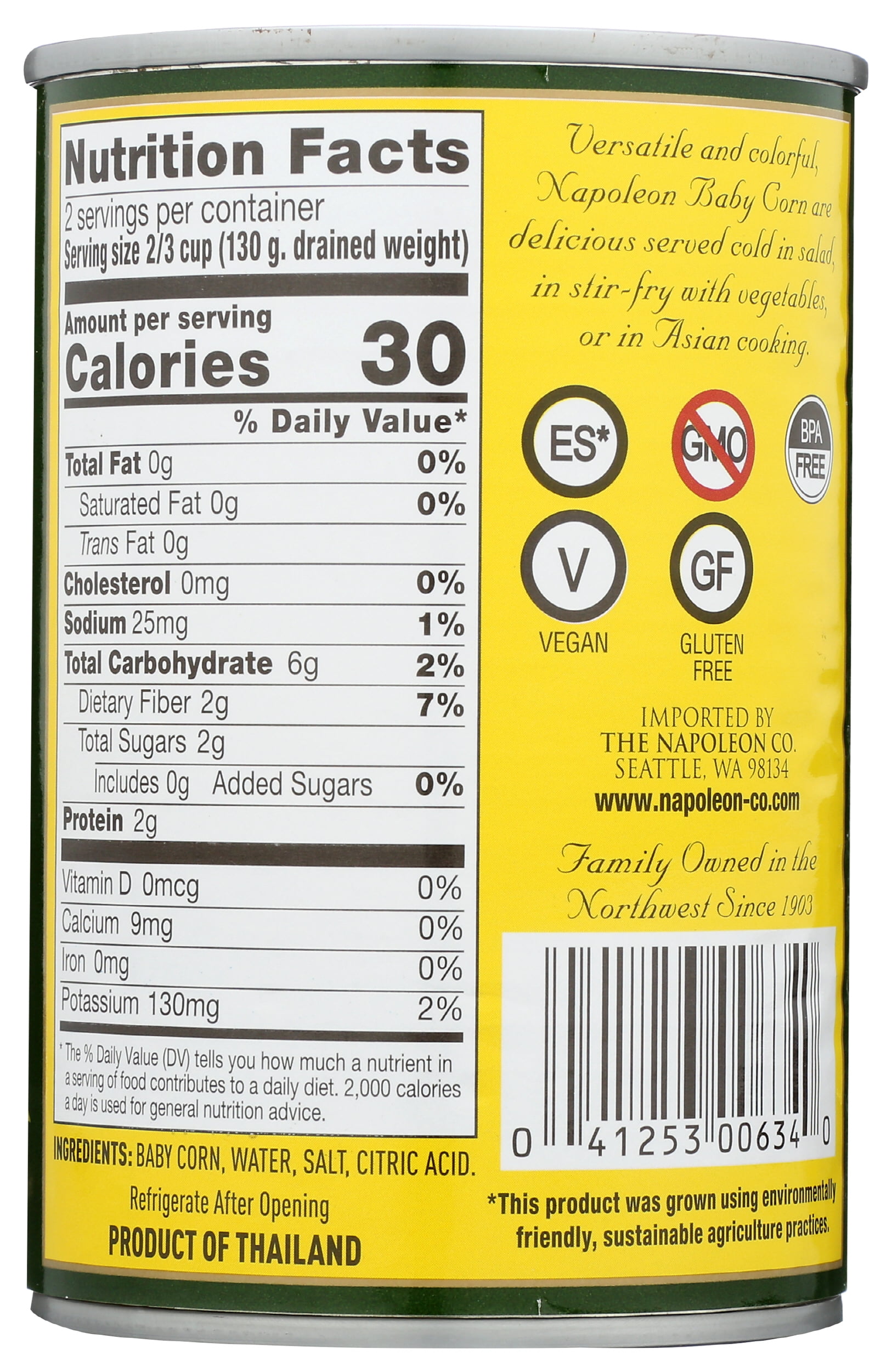 Pack of 12, Napoleon Cut Baby Corn, 15 oz