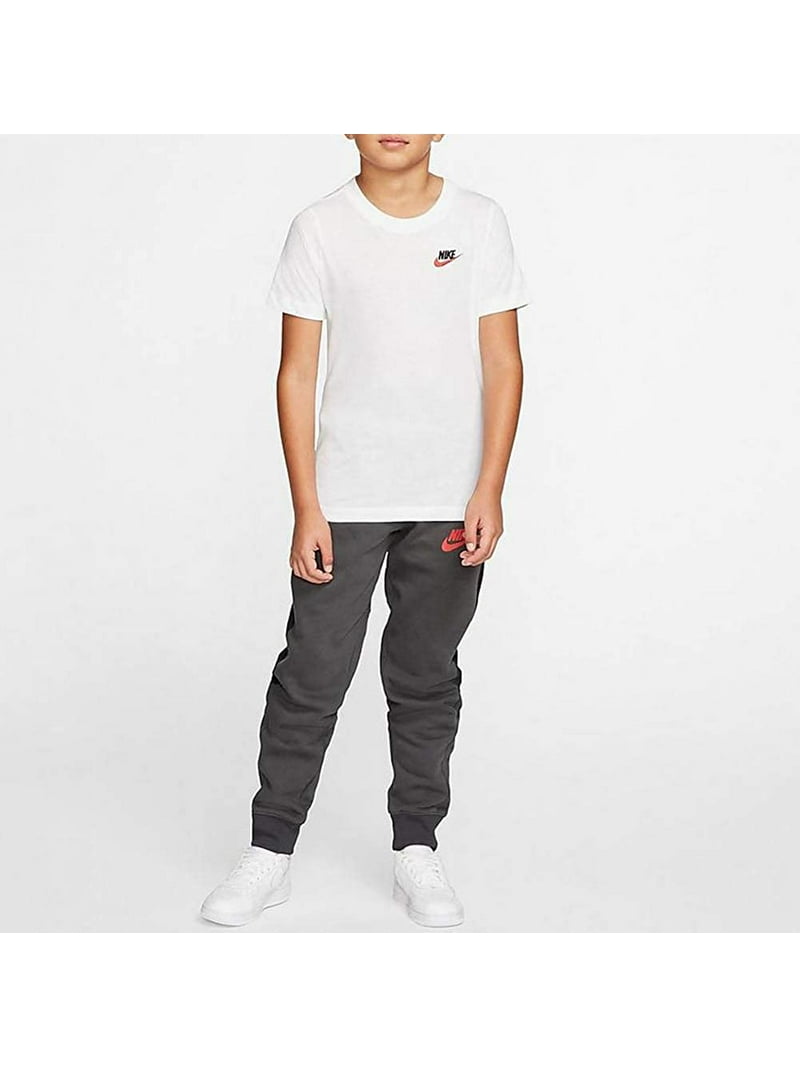 Nike Boys NSW Embroidery Logo T-Shirts AR5254-101 Size L White/University Red Walmart.com