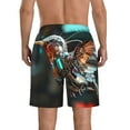 thumbnail image 3 of KLL Futuristic Robot Hummingbird Men's Casual Summer Beach Shorts Hawaiian Shorts with Pockets-Small, 3 of 5