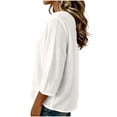 thumbnail image 6 of Diufon Womens Crinkle Gauze Blouse 3/4 Sleeve Round Neck Casual Loose Tops Solid Color Summer Tunic Shirts, 6 of 9