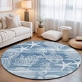 thumbnail image 2 of Round Rugs 4Ft, Blue Coastal Round Area Rug Washable Indoor Throw Carpet, Nautical Coral Starfish Shell Seahorse Ocean Soft Non Slip Circle Rug for Kitchen Nursery Room Home Decor Aesthetic, 2 of 8