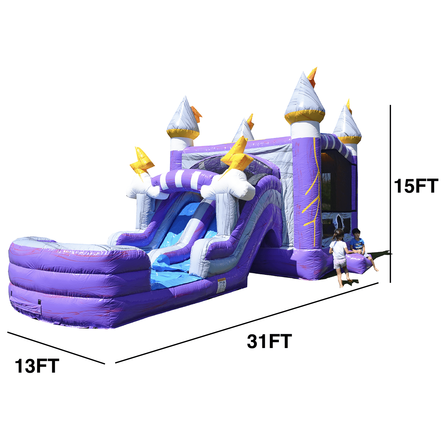 JumpOrange Thunder Commercial Grade Inflatable Water Slide & Bounce House (with Pool and Blower)