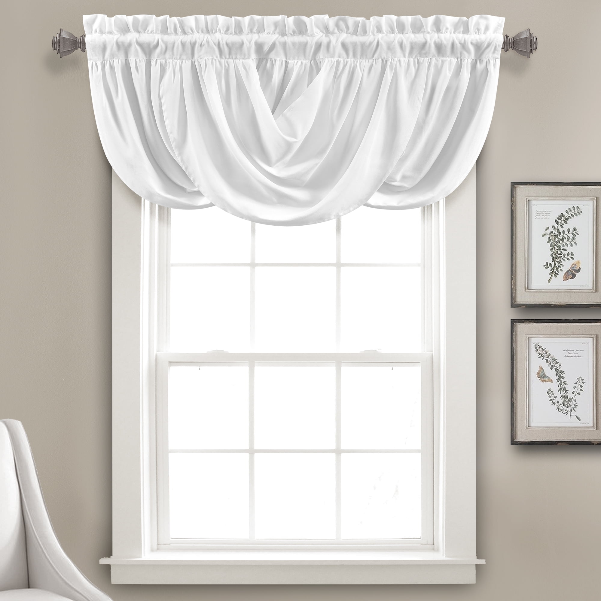 Lush Decor Lucia 18" x 42" Solid White 3" Rod Pocket Single Valance