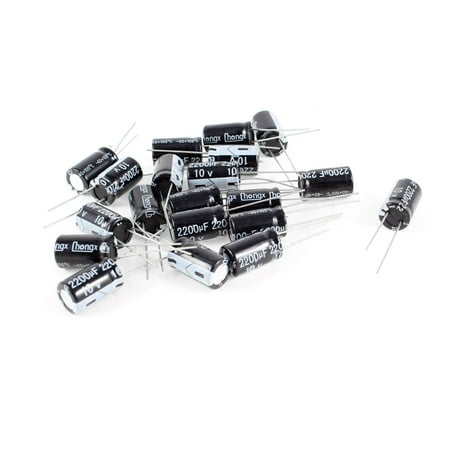 20pcs 2200uF 10V 10x17mm Radial Aluminum Electrolytic Capacitors Black