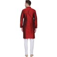 thumbnail image 3 of Poly Silk Men's Kurta Pajama Set India Wedding Party Wear (Maroon, 3XL), 3 of 5