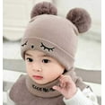 thumbnail image 2 of GRNSHTS Toddler Infant Winter Hat Scarf Set for Baby Girl Boys Knitted Warm Skiing Cap Pompom Kids Beanie 0-12 Months, 2 of 5