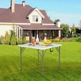 thumbnail image 4 of NiamVelo 34" Small Folding Table Square Foldable Table White Table with Handle Plastic Table Collapsible Dinning Table Party Table for Indoor& Outdoor,Easy to Use and Carry, White, 4 of 9