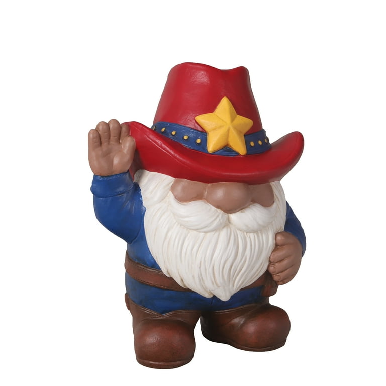 MS Outdoor Texas Cowboy Gnome Garden Statuary, 6.875 in L x 4.875
