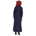 thumbnail image 3 of Bimba Solid Long Dress W/ Printed Hijab/Scarf Chambray Maxi Front Button Muslim DressÂ&nbsp;Islamic Clothes For Women, 3 of 9