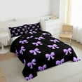 thumbnail image 3 of Castle Fairy Cute Bowtie Full Size Comforter Sets 3-Piece for Teens Femalemen,Dreamy Princess Ribbon Bow Bedding Comforter Set,Black Purple Lightweight Bedding Sets,Breathable Home Decor,Reversible, 3 of 8