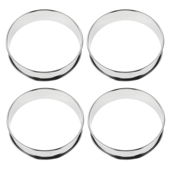 Homoyoyo 4Pcs Plated Silver Baking Rings Muffin Cooking Mold for Even Heat Distribution and Easy Use