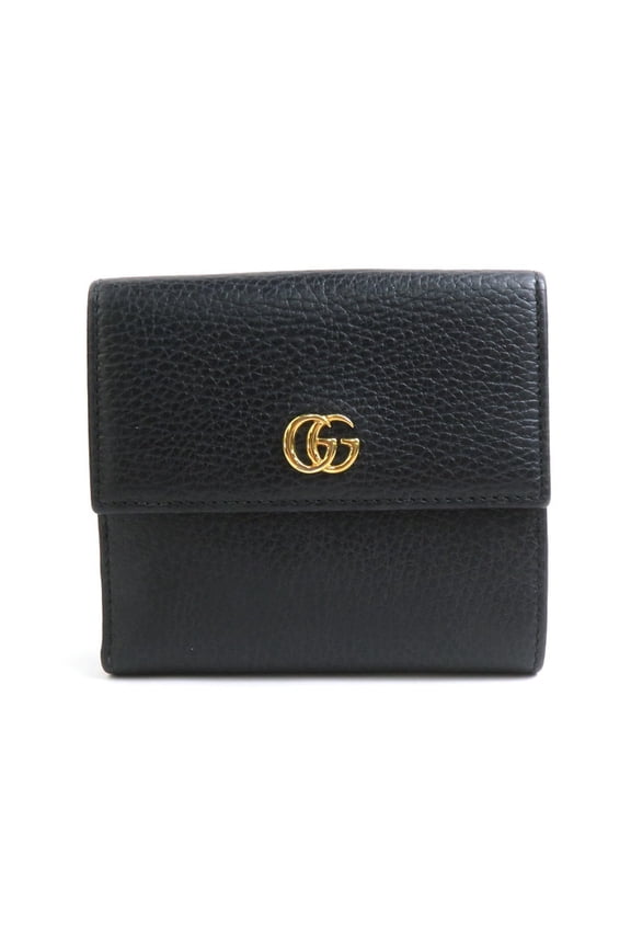 Pre-Owned GUCCI Bi-fold wallet GG Marmont leather black women's 456122 r10560a (Good)