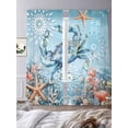 thumbnail image 3 of Sheer Curtain Panels Crab Rod Pocket Voile Window Curtains Marine Life Starfish Blue Window Treatments Ligh Filtering Privacy Curtain Drapes for Bedroom Living Room 2 Panel Set 108 Inch Length,, 3 of 9