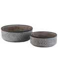 thumbnail image 1 of Benjara BM208673 Pot Rond Bas en Ciment avec Motif en Treillis et Base Effilée, Gris - Ensemble de 2, 1 of 1