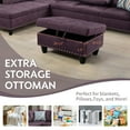thumbnail image 4 of Aukfa 3 Piece Sectional Sofa, Living Room Couch with Storage Ottoman&Cup Holder, Linen, Right Hand, Purple, 4 of 8