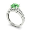 thumbnail image 2 of 2.21ct Round Cut Green Crystal 18k White Gold Engraving Statement Bridal Wedding Designer Ring Size 10.5, 2 of 5