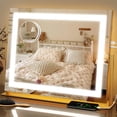 thumbnail image 1 of FENNIO 22 x 18 Inch LED Mirror with Lighting, 3 Colors Adjustable Lighting, Smart Touch Screen, 10X Magnification, Makeup Mirror for Changing Table, Mirror, 1 of 8