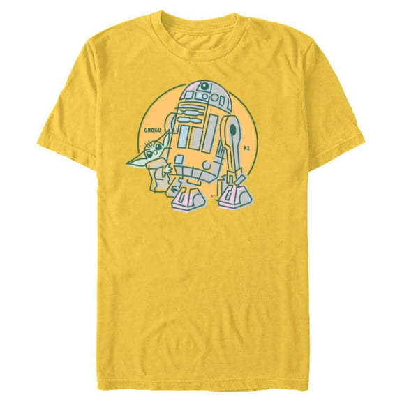 Star Wars Grogu and R2-D2 New Best Friends - Short Sleeve Blended T-Shirt for Adults - Customized-Yellow