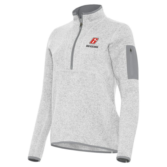 Women's Antigua Heather Gray Brad Keselowski Fortune Half-Zip Pullover Jacket