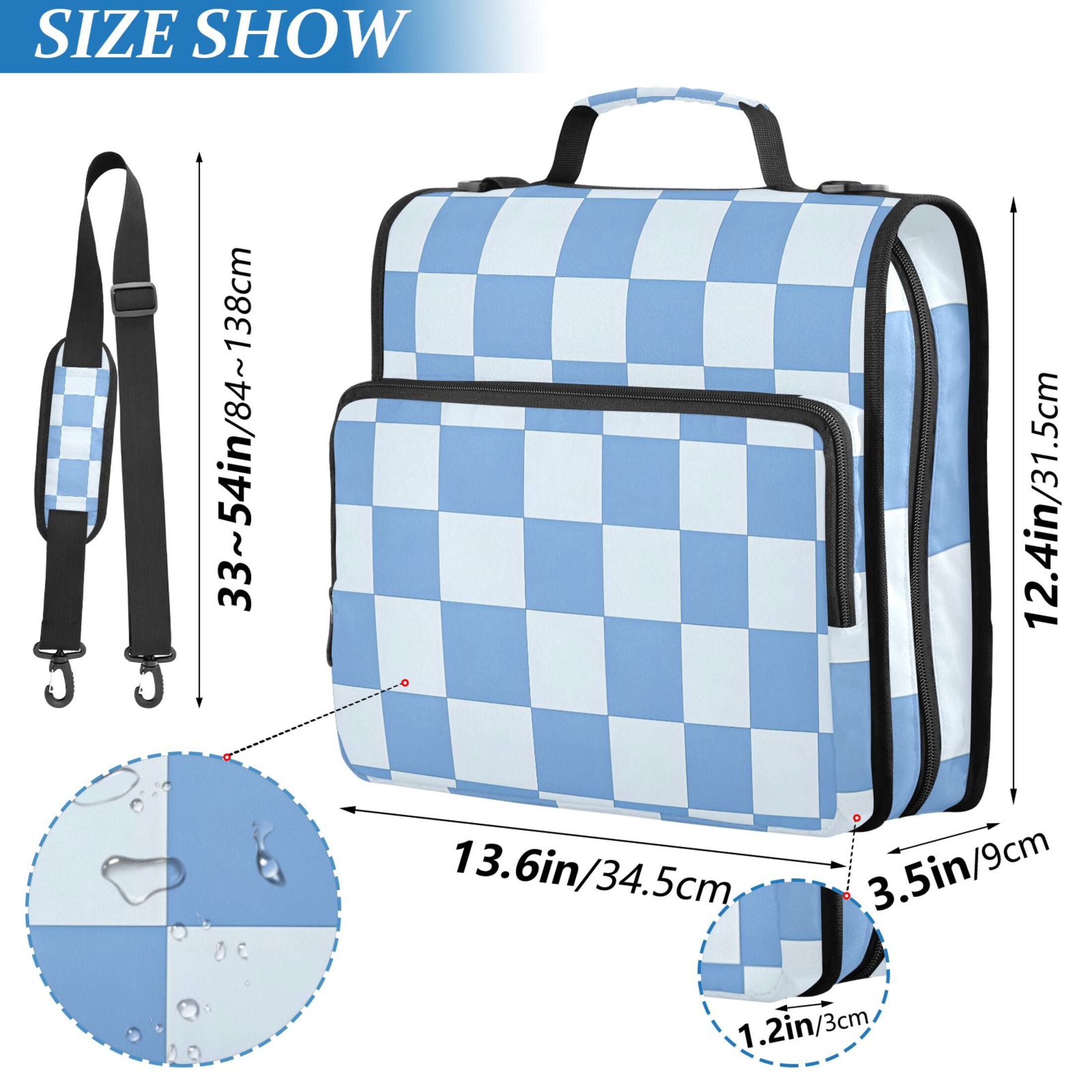 ALAZA Zipper Binder Checkered Grid-t7 3 Ring Trapper Keeper File Folder Organizer Bag