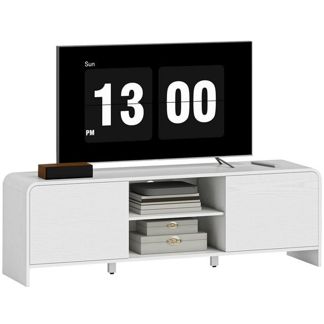 HOMCOM Meuble Télé pour Télé jusqu'à 65 Pouces, Console Multimédia avec Armoires, Étagères