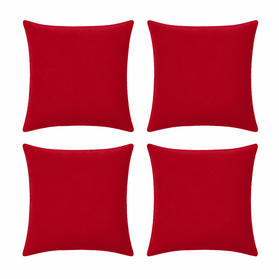 4 Pack Red Throw Pillow Covers, 18x18 Inch Soft Plush Double-Sided Pillowcases, Decorative Square Cushion Covers for Couch Sofa Bed Living Room