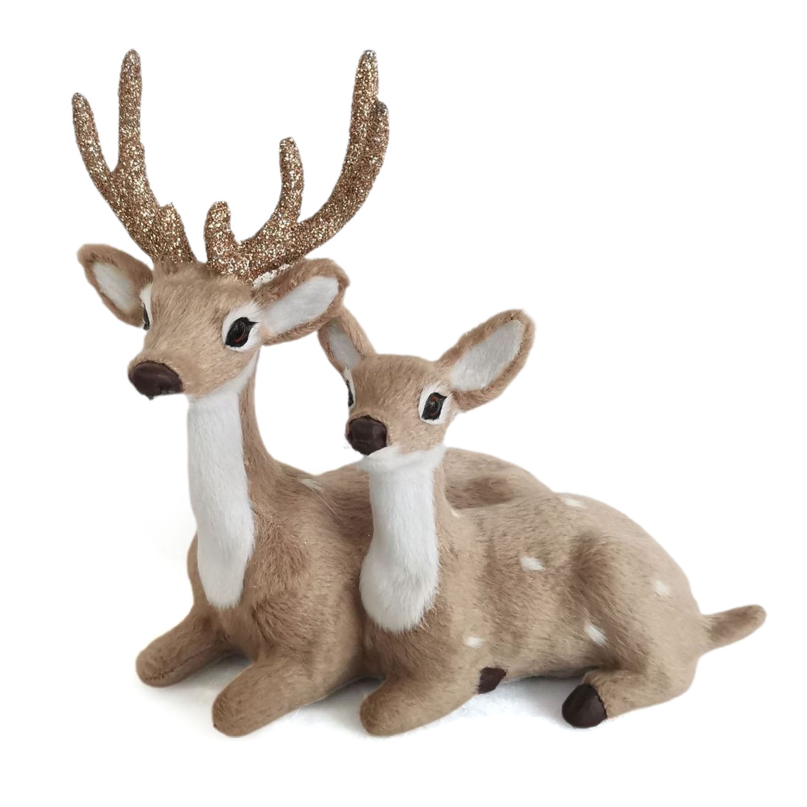 Furry Sika Deer Family Elk Antlers Christmas Ornament Decoration Adornment 